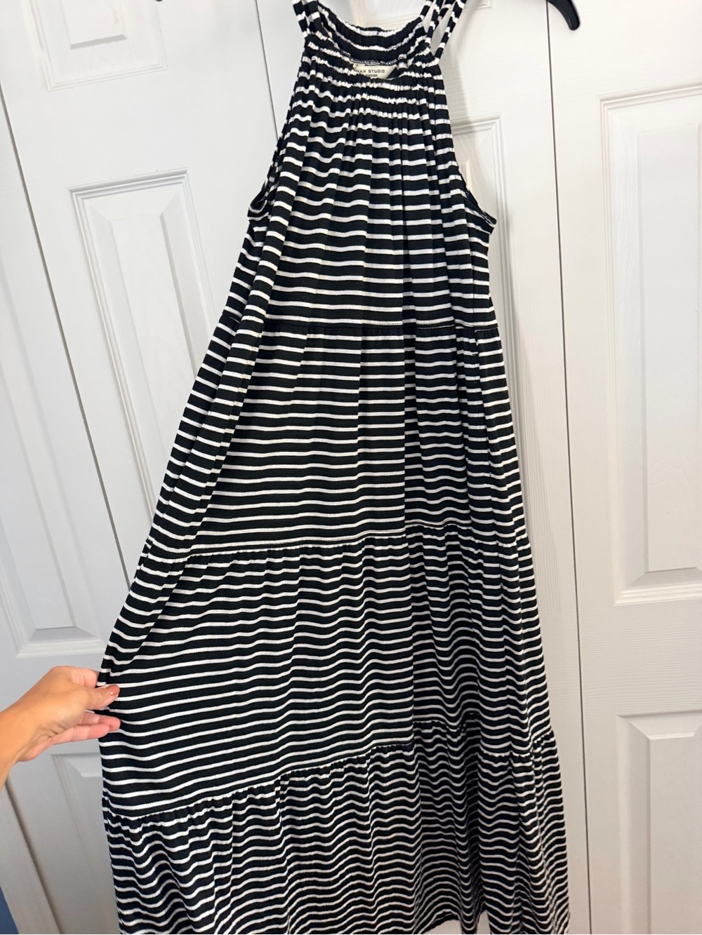 Max Studio Black and White Striped Maxi Dress-Style Skirt